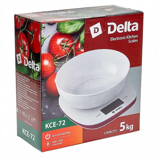 Фото Весы кухонные Delta KCE-72 белый с бордовым Изображение Весы кухонные Delta KCE-72 белый с бордовым