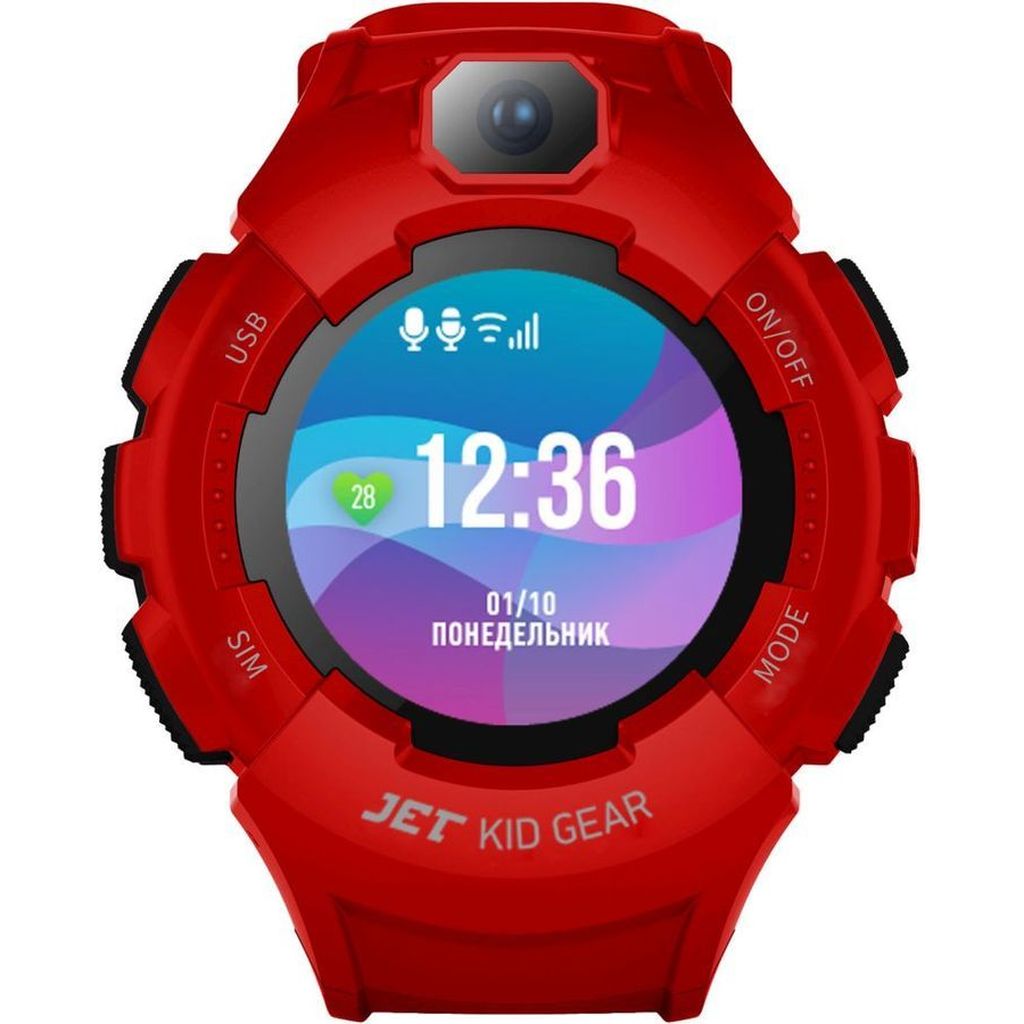 Фото Умные детские часы Jet Kid Gear red/black Изображение Умные детские часы Jet Kid Gear red/black