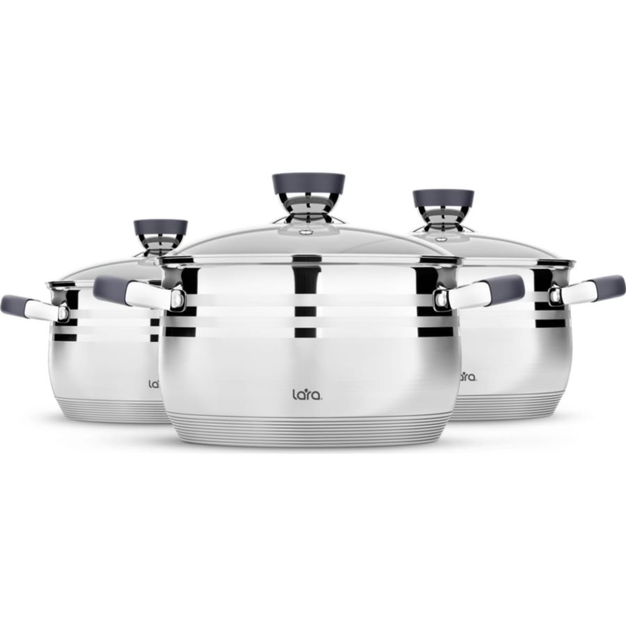 Фото Набор посуды LARA LR02-121 Mercury 3пр. Изображение Набор посуды LARA LR02-121 Mercury 3пр.
