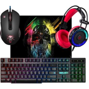 Изображение Игровой набор DEFENDER Singularity MKP-118/52118 мышь+клавиатура+гарнитура+ковер (черный)