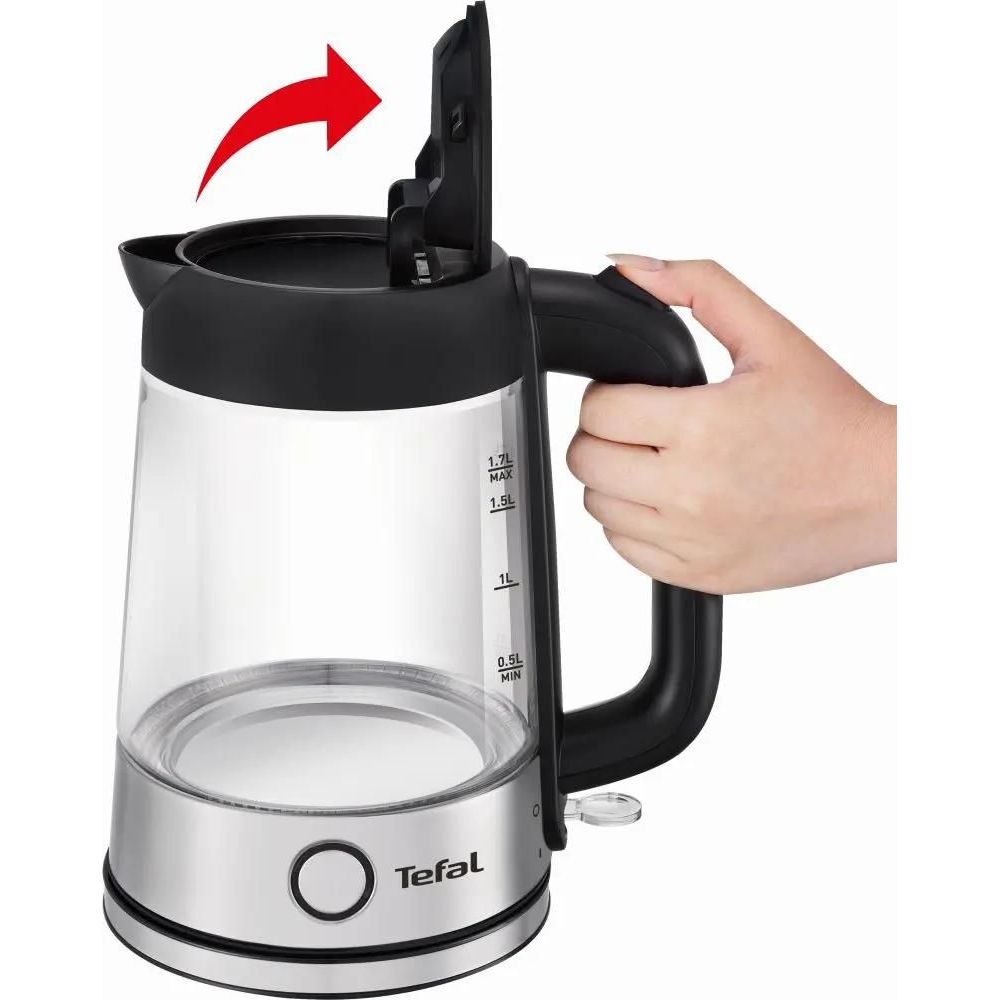 Фото Чайник Tefal KI 750D30 серебристый стекло Изображение Чайник Tefal KI 750D30 серебристый стекло