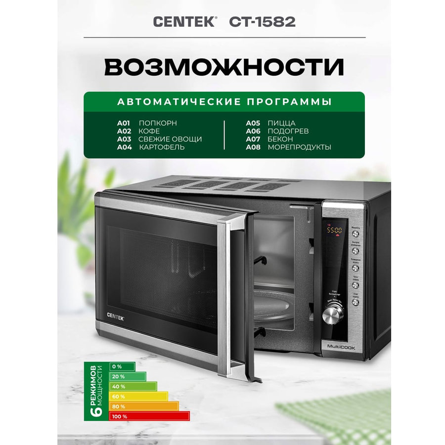 Фото СВЧ Centek CT-1582 (стальной) Изображение СВЧ Centek CT-1582 (стальной)