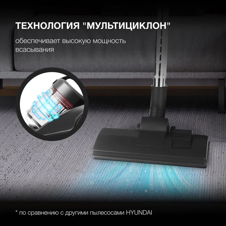 Фото Пылесос без мешка Hyundai HYV-C4500 темно-серый Изображение Пылесос без мешка Hyundai HYV-C4500 темно-серый