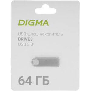 Изображение Флеш Диск Digma 64GB DRIVE3 DGFUL064A30SR USB3.0 серебристый