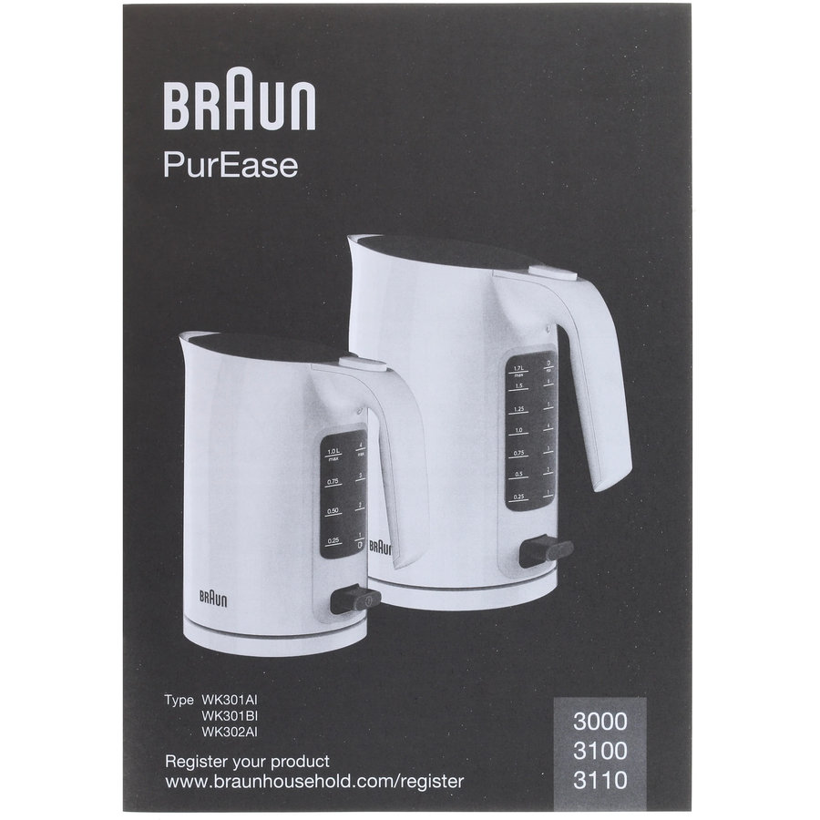 Фото Чайник Braun WK 3100WH белый пластик Изображение Чайник Braun WK 3100WH белый пластик