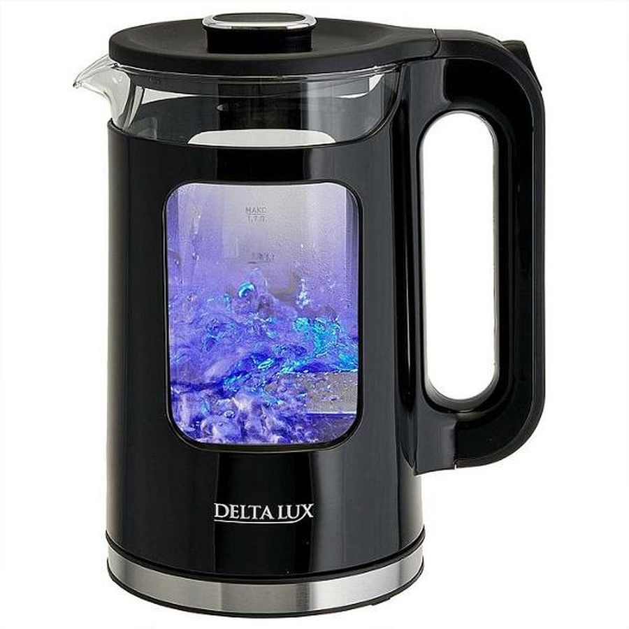 Фото Чайник Delta LUX DE-1017 черный стекло Изображение Чайник Delta LUX DE-1017 черный стекло
